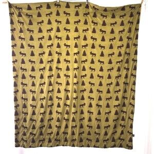 Thro By Mario Moose And Trees Green Fleece Throw Blanket Rustic 60x54